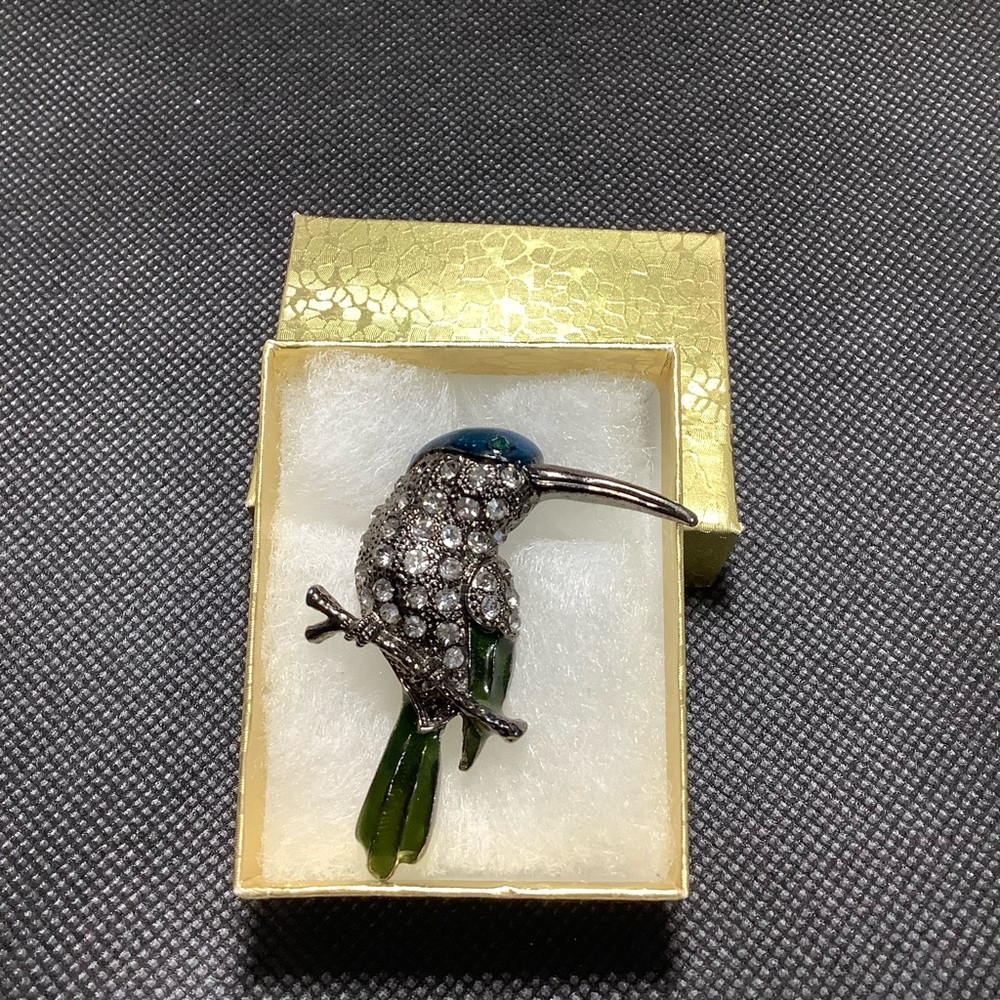 Vintage Rhinestone Hummingbird brooche - Picture 2 of 7